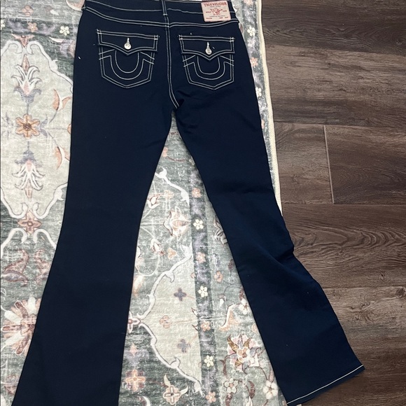 Elegant Navy Blue Flare & Wide Leg Jeans - Picture 3 of 5